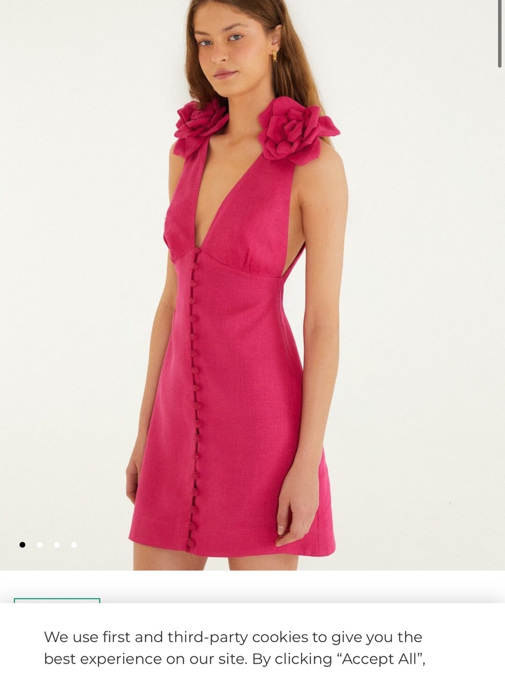 farm rio pink 3d flower euroflax  premium linen mini dress size XS (brand new)